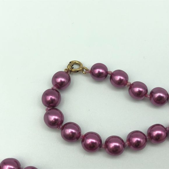 VINTAGE Rockabilly Long Purple Knotted Faux Pearl Bead Retro Necklace Festival - Picture 13 of 13